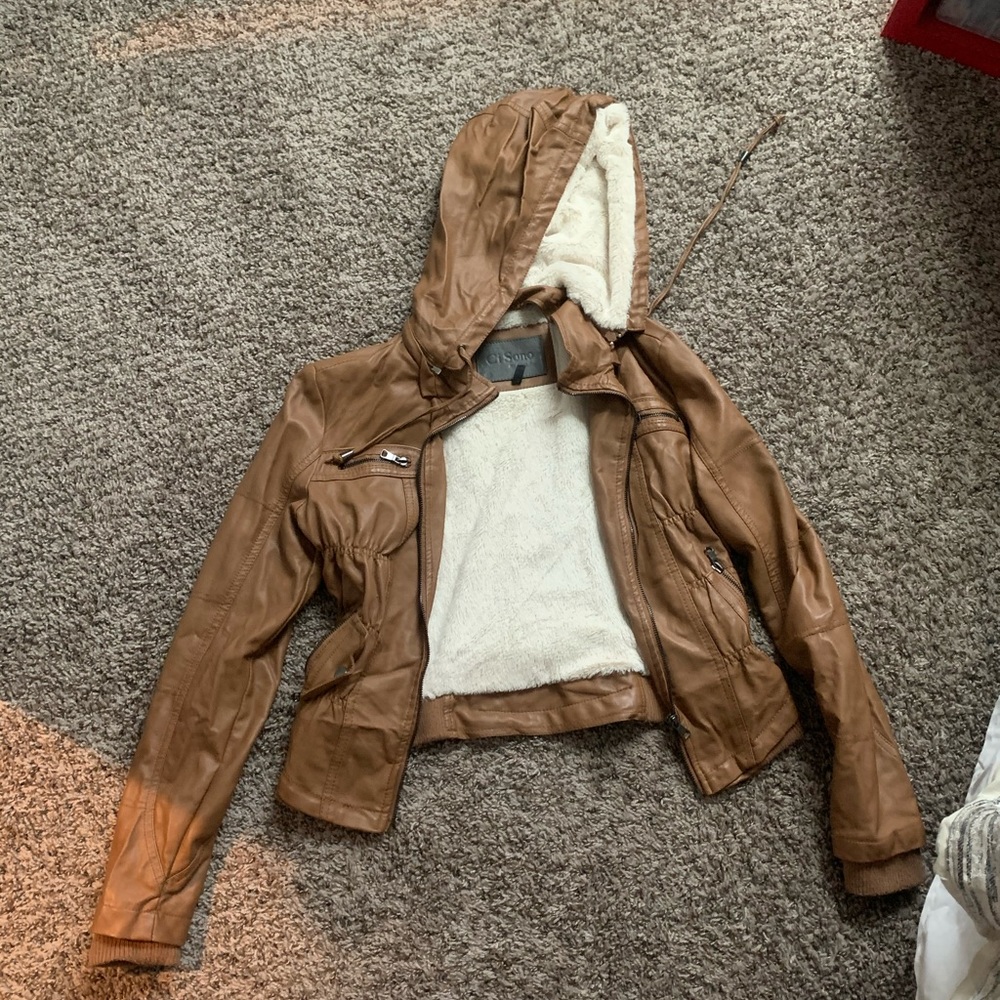 Brown leather jacket